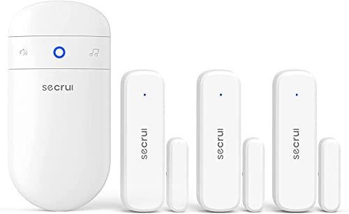 Wireless Door Open Sensor Alarm Chime, 400ft Operating Range 52 Chimes Volume with Mute Mode Led Indicators 1 Plug-in Receiver and 3 Magnetic Door Alarm Sensor for Home Store Office Security-White