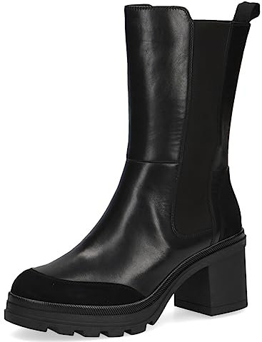 CAPRICE Damen Stiefeletten mit Absatz Airmotion aus Leder Blockabsatz Weite G, Schwarz (Black Comb I), 38 EU
