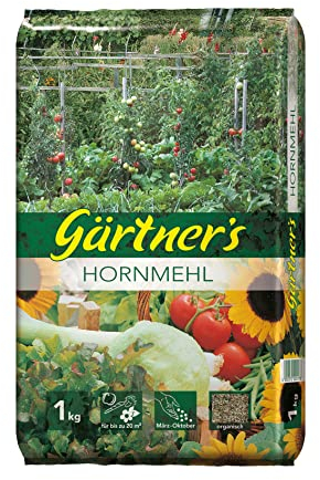 Gärtner's Hornmehl, 1 kg, organischer Stickstoffdünger für alle Gartenkulturen, wie Gemüse, Obst, Zierpflanzen, u.a.