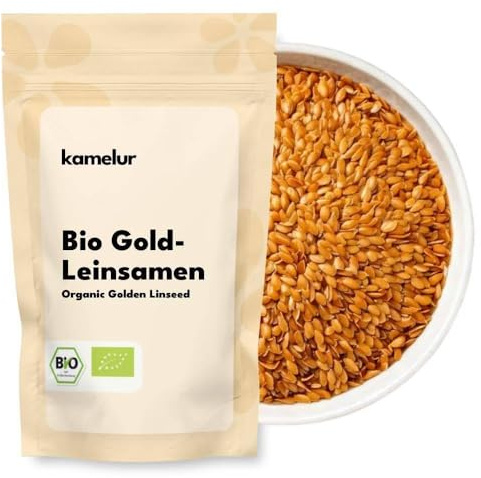 Kamelur Bio Goldleinsamen Ganz aus EU-Landwirtschaft (1kg) - Bio Leinsamen Gold ohne Zusätze