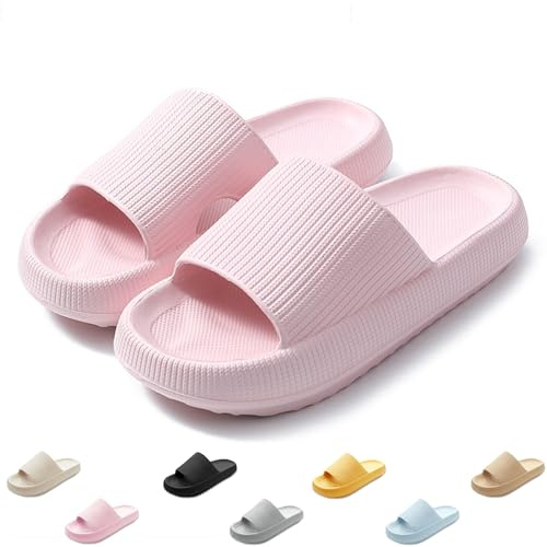QJJQ Cozislides Chaussons de bain pour homme et femme - Pantoufles nuages - Super douces - Antidérapantes - Pour l'été, Rose, 36/37 EU