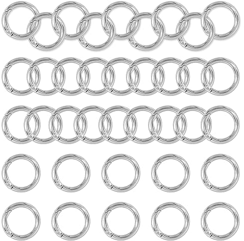 Bomtop 30 Stück Rund Karabinerhaken, 25mm Schlüsselringe, Ringkarabiner Karabinerhaken, Karabinerhaken Klein, Karabiner mit Federhaken für DIY Handwerk, Tasche, Schlüsselanhänger, Schmuck(Silber)