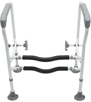 Aufstehhilfe Toilette mit Spiralfüße höhenverstellbar WC haltegriffe senioren haltegriff dusche ohne bohren toiletten Rutschfest und leicht zu reinigen handlauf toilettenstuhl (Spiralfüße)