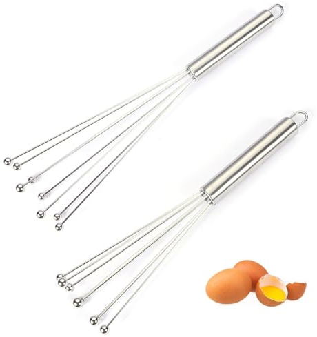Vastsea 2 Pezzi Fruste con Sfere, Inossidabile Frusta, Frusta in Acciaio Inossidabile, per Cucinare, Frullare Montare Uova, Burro, Farina