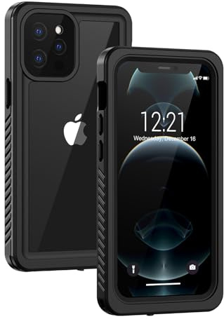 Lanhiem für iPhone 12 Pro Max Hülle IP68 Wasserdicht 360 Outdoor Stoßfest | Schwarz,Wasserfest Schutzhülle,Waterproof,Handyhülle mit Displayschutz,komplett Panzerhülle,Full Cover,Staubdicht,Baustelle
