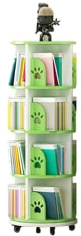 Bücherregal Bücherschrank 360° Drehbares Bücherregal Mit Rollen, Bücherregal, Offene Aufbewahrung, Bücherregale Für Zuhause, Büro, Bodenstehendes Bücherregal Büroregal Aktenschran ( Color : Grün , Siz