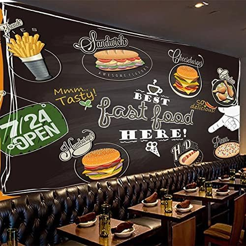 XLMING Pizza Dessert Shop Kreidetafel Bunte Graffiti Fast Food Restaurant Wohnzimmer Tv Hintergrund Wand 3D Hintergrundbilder-430cm×300cm