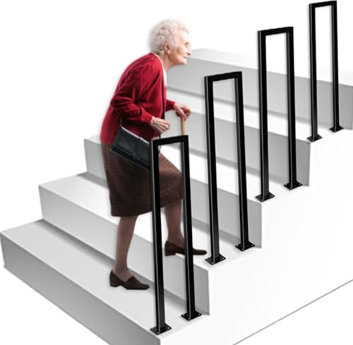 YCZHD Schwarzes Schmiedeeisernes Geländer,U-förmige Geländer Treppe,Geländer Außen,Metall Treppenhandlauf für Villen,Balkone,Flure, Wohnungen,Drinnen und Draußen(Size:U 75cm,Color:Schwarz)