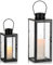 Staymoment Lanternes décoratives noires pour l'extérieur : lot de 2 photophores 24/35 cm pour l'extérieur comme balcon, jardin, décoration de table moderne, lanterne funéraire, bougeoir