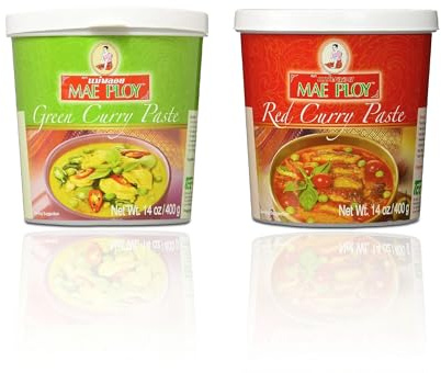 Mae Ploy Green Curry & Red Curry Paste Value Pack - 400g each (Pack of 2)