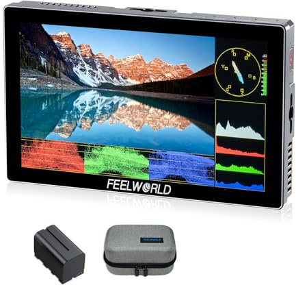 FEELWORLD P6X Moniteur Caméra Écran Tactile 5.5 Pouces 1000Nit Moniteur de Champ de caméra avec 4K 60HZ 3DLUT HDR Forme d'onde Boîtier Aluminium 9:16 Marqueur,Inclut Batterie et Sac