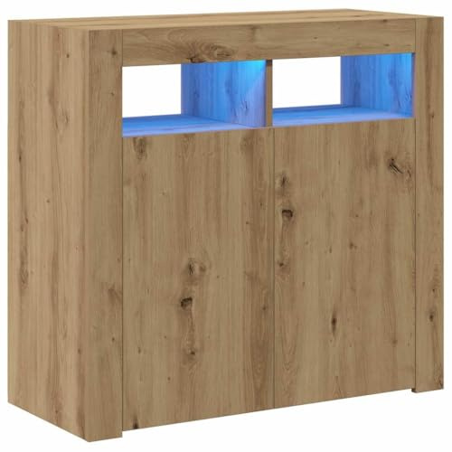 vidaXL Sideboard mit LED-Leuchten Artisan-Eiche 80x35x75 cm