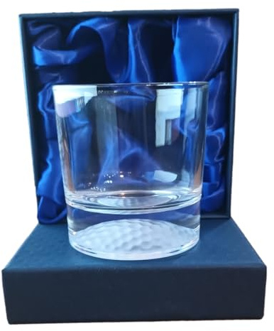 County Engraving Personalised Crystalite Whisky Glass Gift in Silk Lined Presentation Gift Box (310ml Golf Ball Base)