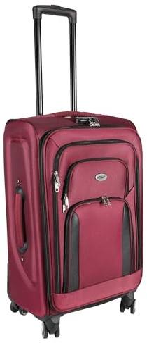 H4L Reisekoffer Reisetrolley Stoffkoffer Koffer rot Weichgepäck Größe M