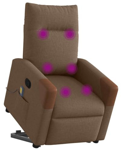 vidaXL Massagesessel mit Aufstehhilfe Braun Stoff, Relaxsessel, Sessel mit Aufstehhilfe, Massagestuhl, Sessel, Sessel mit Massagefunktion, TV-Sessel