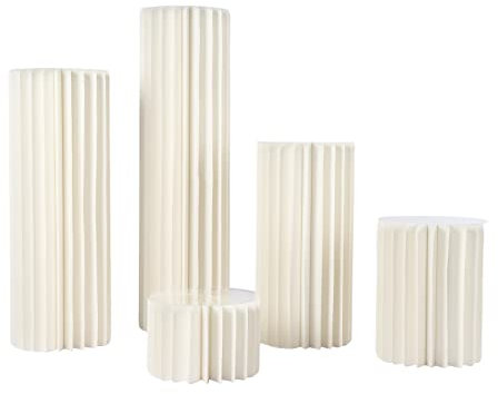 Blumenständer Hochzeit Blumenständer, 5 Stück Faltbarer Dekosäule Partytische aus Karton,Tragfähigkeit 50kg Jede, Display-Papiersäulen für Hochzeiten, Geburtstagsfeier,Einweihungen Jahrestage