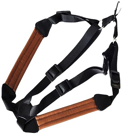 Universeller Saxophon Doppelschultergurt aus Leder in Schwarz | Verstellbares Design, Imitierte Lederoberfläche mit Polsterung, für Erwachsene und Kinder