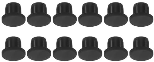 TOP-VIGOR 12Pcs Silicone Hole Plugs, 10mm Diameter Hole Stoppers, Soft Flexible Rubber Panel Seal Cover Flush Type Panel Round for Kitchen Rubber Bulkheads Waterproof Sealing Plugs, Black