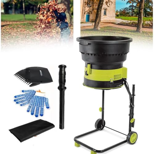 Portable Garden Leaf Shredder, Corded Electric Leaf Mulcher Shredder, 2500W with Wheels, 8000rpm Shredders and Chippers with Collection Bag, Funnel Diameter 54cm, for Garden Leaves,Powercord×20m