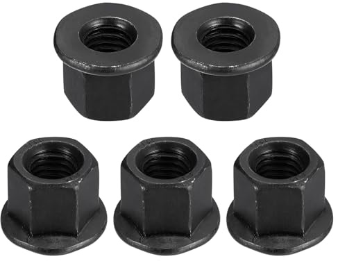 TOP-VIGOR M12 Flange Hex Nuts, 5 Grade 12.9 Carbon Steel Lock Nuts with Black Oxide Finish, Heavy Duty Flange Thread Nut for Machinery and Automotive
