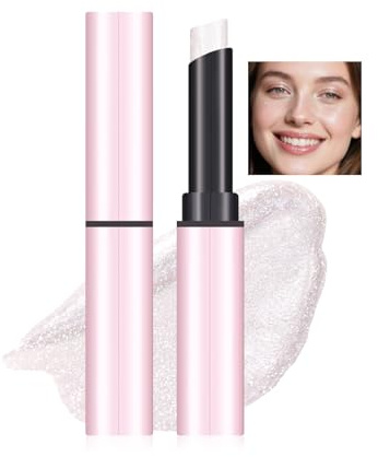 Prreal Jelly Highlighter Stick,Shimmering Glitter Stick Eyeshadow Highlight For Body Face Lips Cheeks, Long-lasting Highlighter Pen Makeup, 01 White