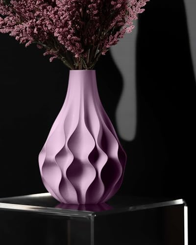 Mugalab Vaso Abyssal - Portafiori Design da Interni, PLA Ecologico, Texture Fluida Abissale, 135mm x 200mm, Disponibile in 7 Colori, Made in Italy (Porpora)