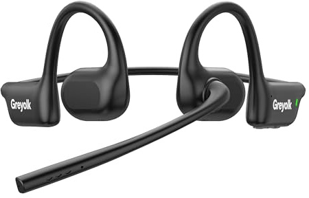 GREYOLK Cuffie Bluetooth Open-Ear con Microfono, Auricolari Senza Fili a Conduzione Aerea con Cancellazione del Rumore, Cuffie Wireless Leggere e Comode per PC, Telefono, Ufficio, Casa e Riunioni