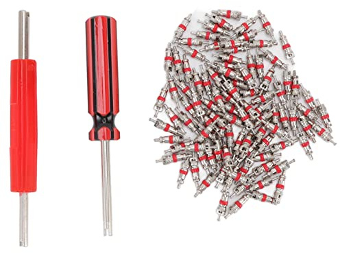 Tbest Valve Tool Toat ABS Durable Durable ABS Zinc Entley Kit de Reparación de Neumáticos con Núcleos de Vástago de 100 Piezas para Automóvil ATV de Bicicleta de Camiones