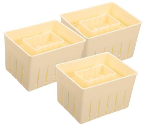 DECORNIJIA 3 Sets Plastic Tofu Mold with Lid Compact Lightweight Cheese and Butter Press Tool for Homemade Vegan Tofu and Cheese Making Easy to Clean and Kitchen Press for Home Use