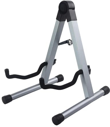 perfeclan Soporte de Guitarra Plegable en Forma de a, Versátil, Antideslizante, para El Suelo, Accesorio para Mandolina, Y Banjo, Gris Aluminio