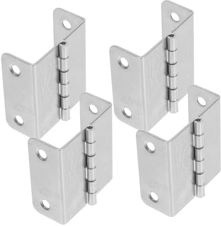 SHINEOFI Charniere 180 Degrés en Acier Inoxydable Argenté, Charnières Métalliques Pliantes Silencieuses 4 Trous de Fixation pour Meubles et Boîtes en Bois, Lot de 4 Pièces