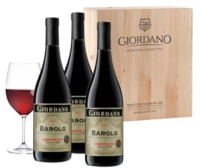 GIORDANO Vino Rosso Box Barolo DOCG 2021, Confezione da 3 Bottiglie di Vino Rosso Piemontese Elegante e Strutturato, da Uve Nebbiolo