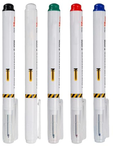 Generisch Tieflochmarker, 20mm Stift Mit Wasserdichter Tinte, 5 Stück Wasserfester Langer Kopf Tiefes Loch Markierstifte, Für Bauarbeiter Bauwesen Holzverarbeitung Metall Stahl Fliesen