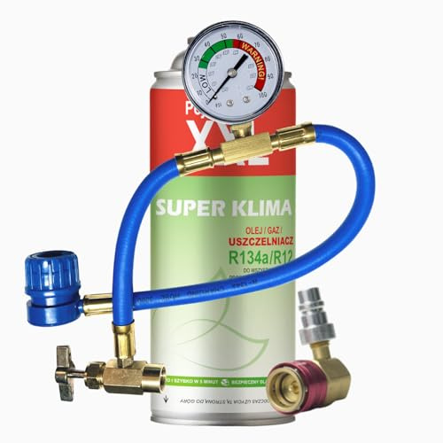 SUPER KLIMA Carga aire acondicionado coche R134a 3en1 tapa fugas aire acondicionado coche kit con adaptador
