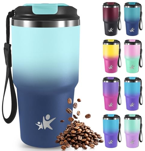 Mujigaga Termo Cafe 20oz, Vaso Termico, Taza Termica, Cuerda Removible, Vaso Termo Aisladas Con Tapa a Prueba de Fugas, Vaso Termico Cafe Hermético para Café Frío y Caliente, Té y Leche