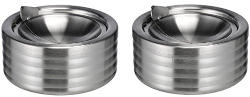 Bambelaa! Aschenbecher mit Deckel Windaschenbecher Design Sturmaschenbecher Klappaschenbecher Bar Edelstahl (2 Stück)