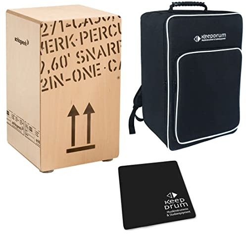 Schlagwerk CP404 CP-404 Cajon Natur + keepdrum Rucksack-Tasche + Sitzpad