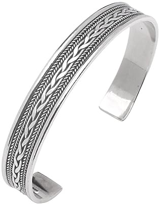 Treasure Bay Atemberaubender Armreif aus massivem 925er Sterlingsilber für Herren (Silber, Einheitsgröße)