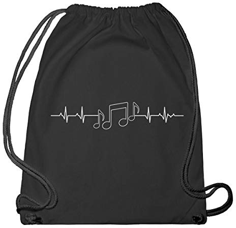 Shirtgeil Hipster Beutel - Noten Herzschlag Turnbeutel & Gym Bag One Size Schwarz