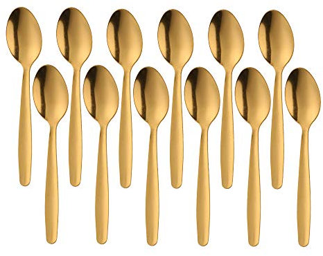Meisha Mini Coffee Spoons, 12-Piece Stainless Steel Economy Collection Espresso Spoons Set, Small Spoons for Coffee, Dessert, Tea, Appetizer - Gold