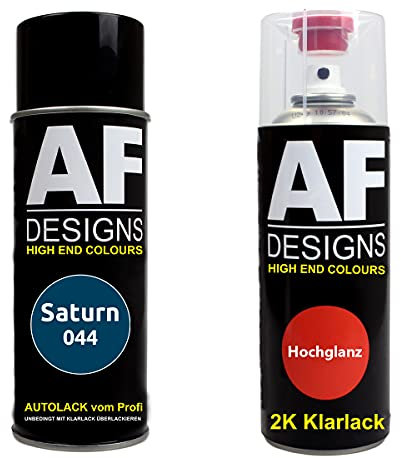 Alex Flittner Designs Pintura Bote Spray Kit compatible con Saturno 044 Azul Grande Perol. 2K Barniz Claro Pintura Base Aerosol 2x400ml