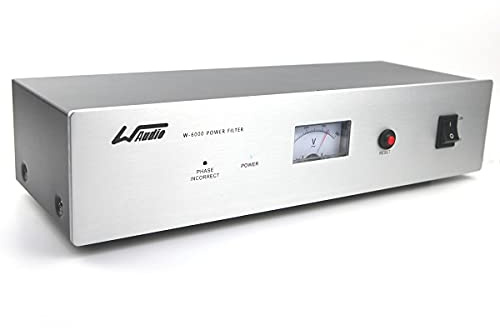 WAudio HiFi Netzfilter W-6000S, 7 Mehrfach Steckdosen mit Spannungsmesser, Überspannungsschutz und Phasenlicht (Silber)