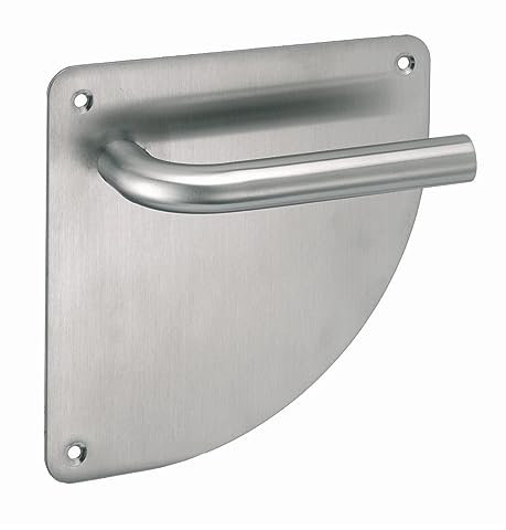 AZERODESIGN - Juego de Manivela en Forma de Media Luna-Placa - 17x17 cm - Largo Manivelas de 13,5 cm - Resistente al Desgaste y la Oxidación - Acabado en Efecto Inox - Material de Zamak