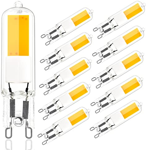 Lampadine Led G9 2W, Dimmerabile,300Lm, 2W Equivalente a 20W alogena Bulb,AC 220-240V LED G9 Lampada, Nessun Sfarfallio (Color : Warm White 3000k, Size : 10pcs)