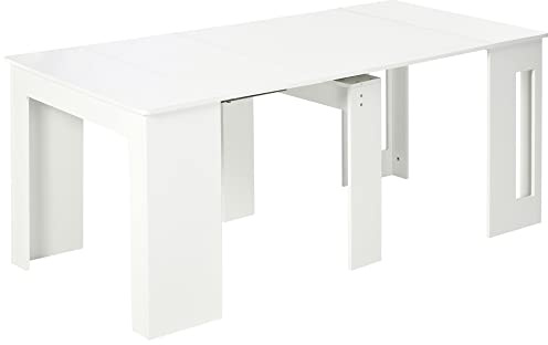 HOMCOM Mesa de Comedor Extensible para 4-6 Personas 180x85x75 cm Blanco