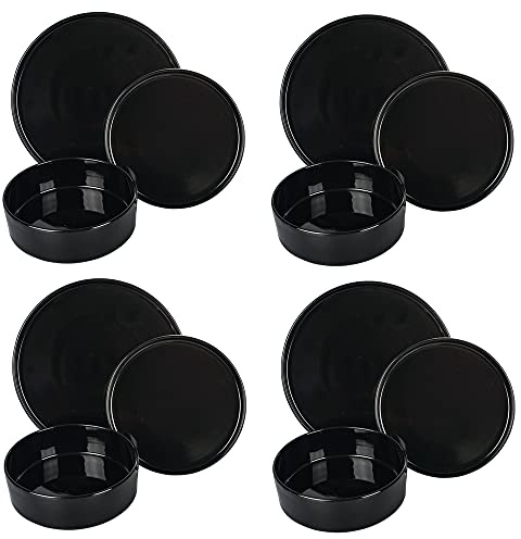 Tellerservice 12-teilig aus Steingut, 4-Sitzer, Gourmet Black
