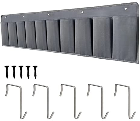RVZONE RV Shoe Pockets 10 Pockets Heavy Hanging Bedside Storage Organizer with Sturdy Hooks Storage Pockets Hangs on bed for Shoes Toys and Tool Accessories