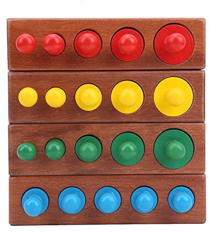 RiToEasysports Montessori Noppen-ZylinderblöCke, Buntes Zylinder-Sockelblock-Set aus Holz, FrüHes Lernspielzeug