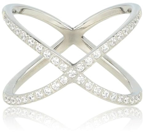 My Bendel - Breiter Silberring mit Zirkoniasteinen- Stylischer Ringe für Damen - Bleibt schön und Verfärbt nicht - Stapeln Ringe - mit Luxuriösen Geschenkverpackung