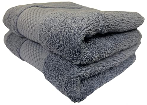 Sue Rossi Guest Towels 30 x 50cm Set Of 2, Organic Turkish Combed Cotton, 600gsm Thick, Soft & Absorbent Bathroom Or Kitchen Small Hand Towel, Face Cloth (Pacific Blue, 2)
